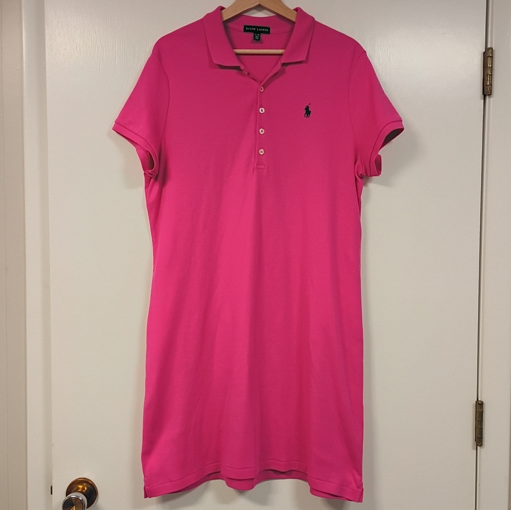 Ralph Lauren Pink Polo Dress Women's Size XL Short Sleeve 100% Cotton